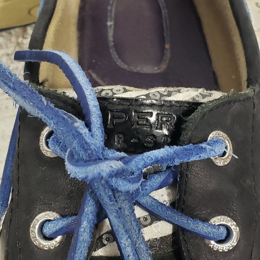 Sperry Top-sider  Leather Boat Shoes  Women's Size 9   Blue Zebra Print - Picture 3 of 8